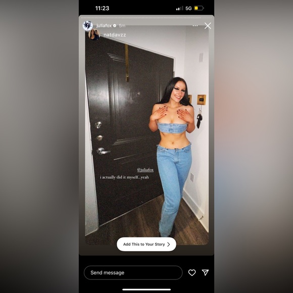 Julia Fox Denim DIY Halloween Costume 2 Piece Crop Top Low Rise Jeans Raw Hem - Picture 5 of 6